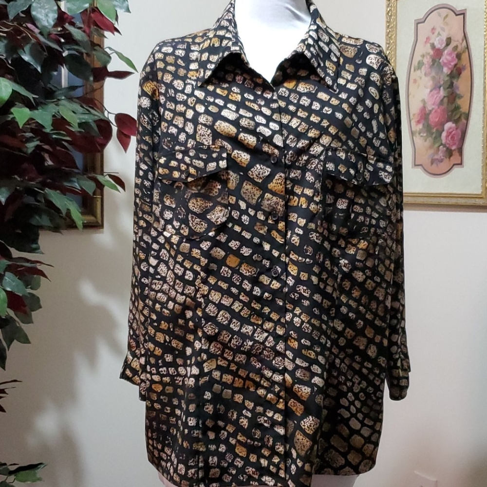Vintage Apparenza Stretch Patterned Blouse -  1X
